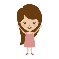 cartoon girl smiling and wearing pink dress  over white background. vector illustration