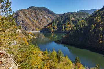 Autumn Panorama of Teshel  Reservoir, Smolyan Region, Bulgaria