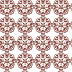 Indian Ornamental Hund Drawno Henna Tattoo Mandy doodle seamless pattern vector batskground