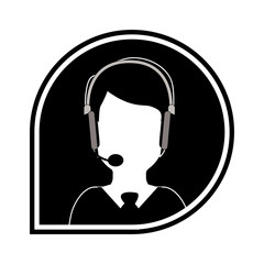 avatar man with headphones. customer call service design. vector illustration