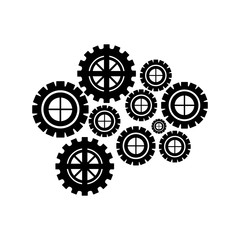 silhouette of gear wheel power transmission icon over white background. vector illustration
