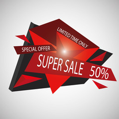 Super Sale paper banner. Special offer background. Vector illustration