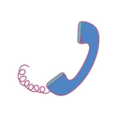 phone headset with cord icon over white background. vector illustration