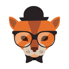 cat cartoon with glasses and bow tie.animal hipster lifestyle design. vector illustration