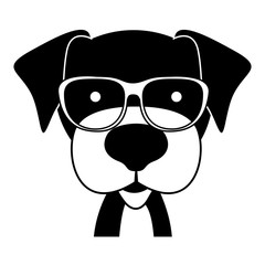 silhouette of dog cartoon with glasses. animal hipster lifestyle design. vector illustration