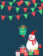 Cute snowman with presents