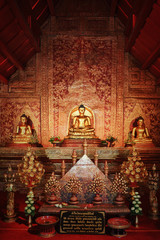 Buddha statue an important and very old Wat Phra-singh Temple Chiang Mai Thailand.