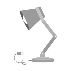 desk lamp with cord and plug icon over white background. vector illustration