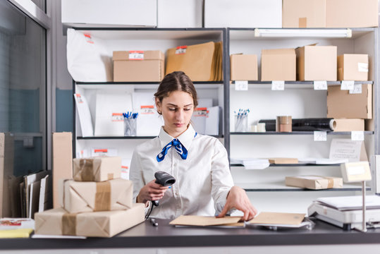 woman working at the post office
