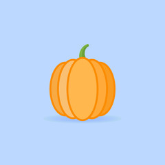 Pumpkin isolated on blue background. Flat style icon. Vector illustration.