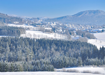 Winter im Bayerischen Wald nahe Drachselsried und Teisnach,Niederbayern,Deutschland