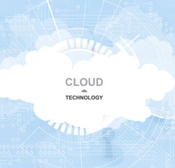 Naklejka premium Modern cloud in sky technology. Integrated digital web concept