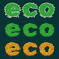 The word "eco" built of leaves