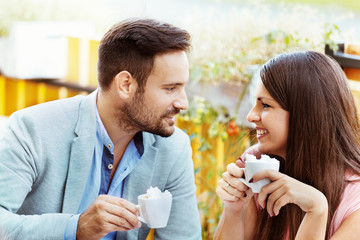 Happy Couple Drinking Coffee