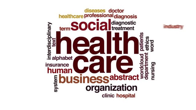 Healthcare animated word cloud.
