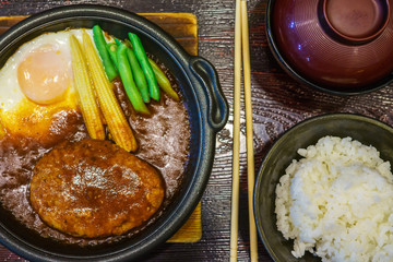 japanese food fry pork source with Fried egg