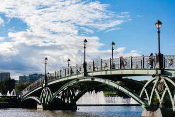 beautiful bridge over the pond in the palace and park ensemble T