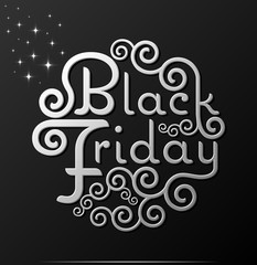 Black Friday vector text Vintage Calligraphy Lettering illustration template. Creative Retro Calligraphic swirl