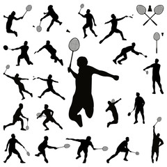 Badminton Man Male Man Athlete - Jumping Smash Vector Silhouette