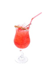drink with cherry, cinnamon on a white background