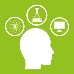 Human head and icon set. Big idea think different and creative theme. Vector illustration