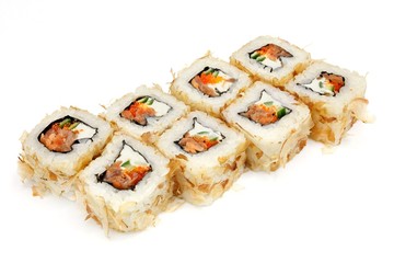 Japanese seafood sushi , roll, isolated