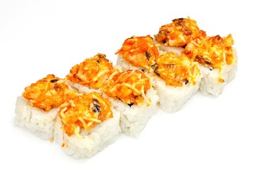 Japanese seafood sushi , roll, isolated