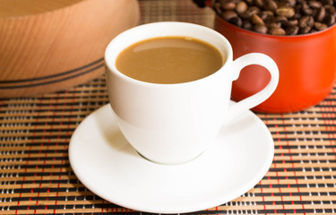 A cup of coffee with milk