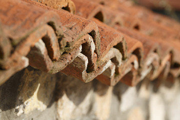 Natural red roof tile detail