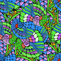 Abstract geometric background of colorful Doodle patterns