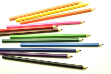 Fototapeta premium Colour pencils isolated on white background close up