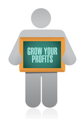 grow your profits blackboard sign concept