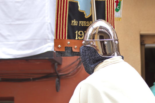 Alcoy, Spain - April 22, 2016: People dressed as Christian legio