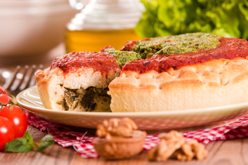 Calzone with walnuts and endive. 