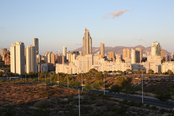 Fototapeta premium Benidorm in the evening, Costa Blanca, Spain