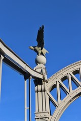 Detail of the Salzach bridge, erected in 1903, between Oberndorf, Austria, and Laufen, Germany.