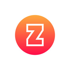 Letter Z vector, logo. Useful as branding symbol, identity, alphabet element, circle app icon, clip art and illustration.