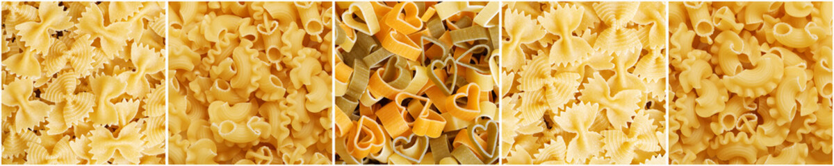 Panoramic set of pasta image