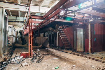 Remnant of equipment of smokehouse in abandoned meat Processing Plant  