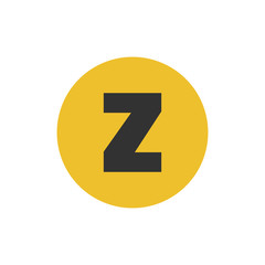 Letter Z vector, logo. Useful as branding symbol, identity, alphabet element, circle app icon, clip art and illustration.