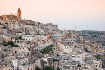 Sassi di Matera panoramic view of old town, Matera, Basilicata, Italy.