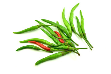 Red green chillies isolaed on white background