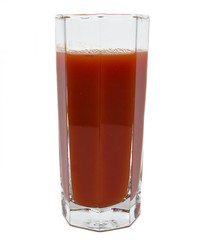 fresh tomato juice glass isolated