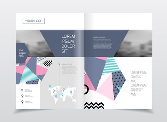 Business presentation with photo and geometric graphic elements.