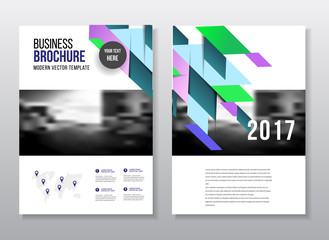 Business presentation with photo and geometric graphic elements.