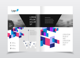 Geometric Cover Background, Brochure Template Layout for Annual
