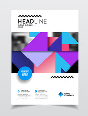Geometric Cover Background, Brochure Template Layout for Annual