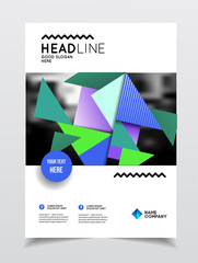 Fototapeta premium Geometric Cover Background, Brochure Template Layout for Annual