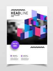 Geometric Cover Background, Brochure Template Layout for Annual