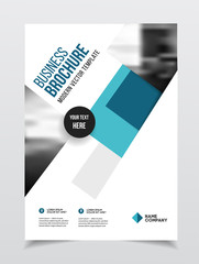 Business presentation with photo and geometric graphic elements.